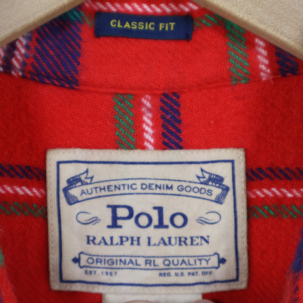 Polo Ralph Lauren Classic Fit Twill Flannel Shirt Medium Red Plaid Cotton - Picture 4 of 13